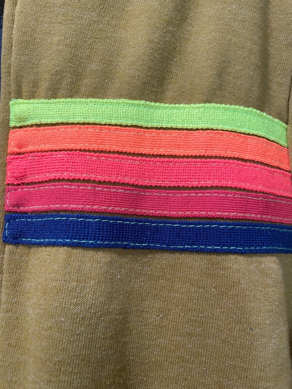 Aviator Nation Mustard Yellow Zip Hoodie with Neon Stripe Accents - Picture 3 of 12